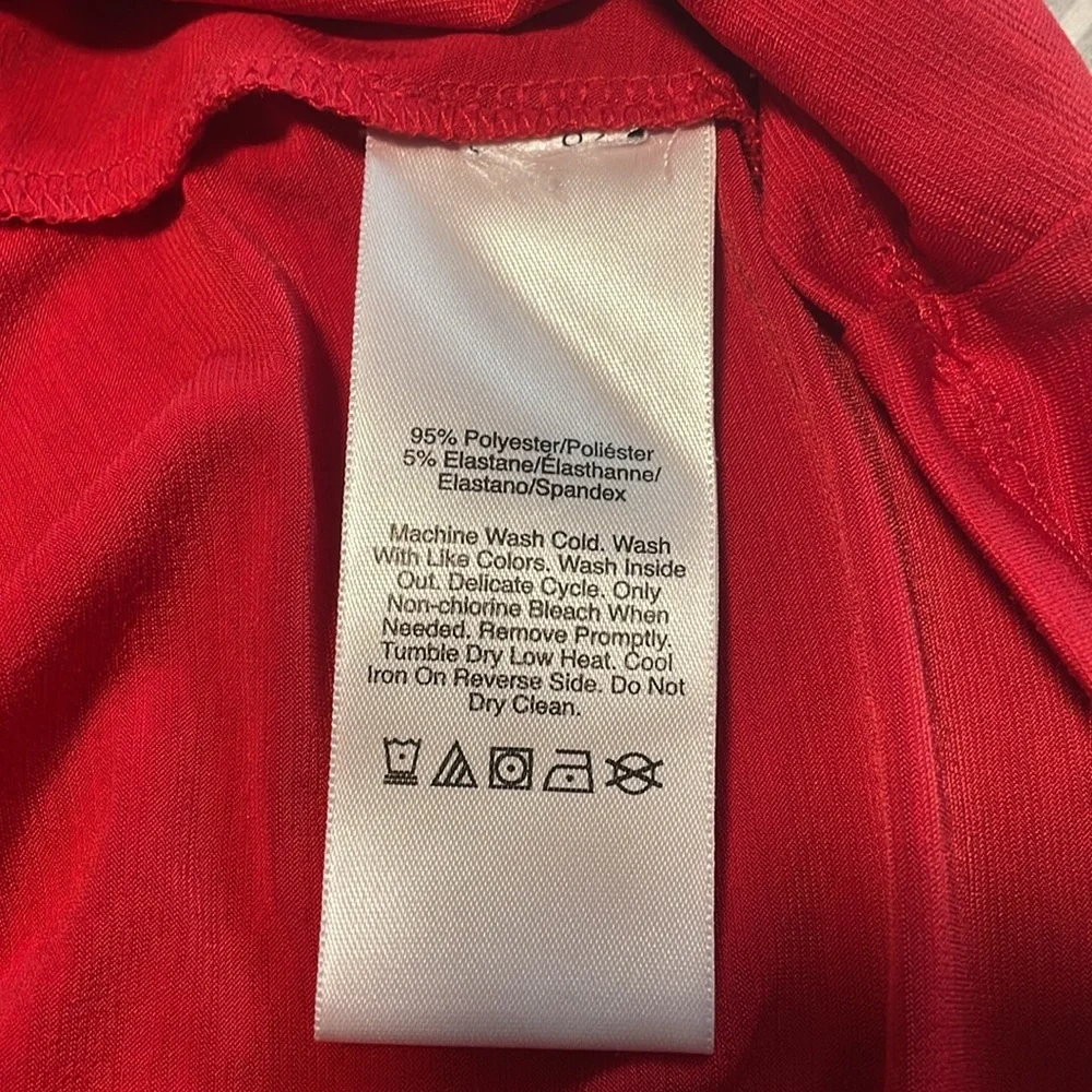 DKNY Red V-Neck Long Sleeve Top - Picture 6 of 7